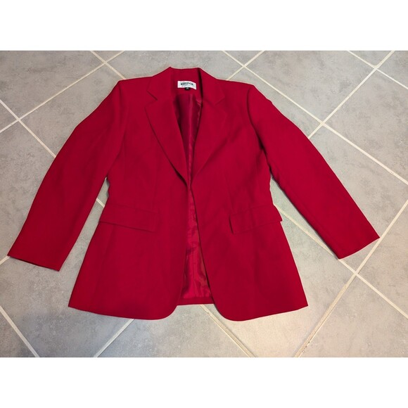 KASPER 3PC deep Red polyester Lined skirt suit women's Size 6P - Picture 3 of 16